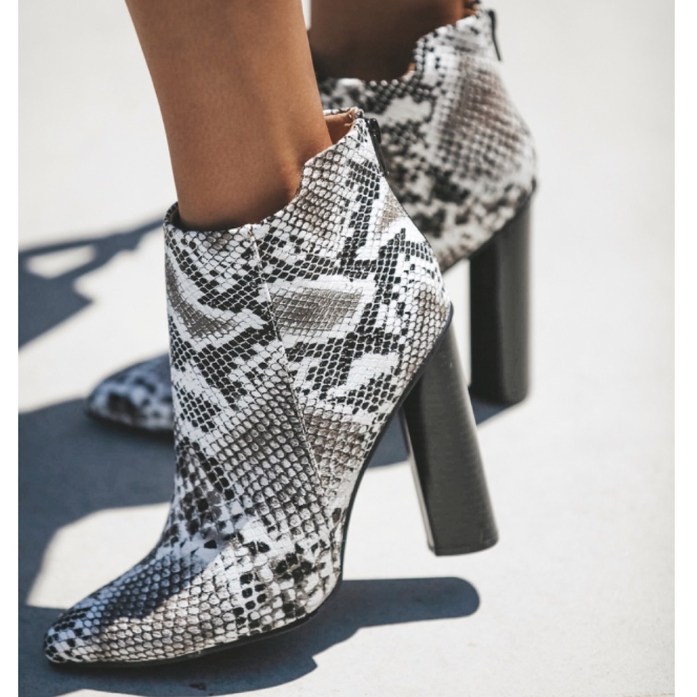 Snakeskin booties